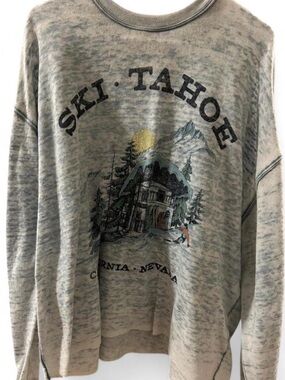 Ski Tahoe Scenic Graphic Crewneck Sweatshirt - Gray